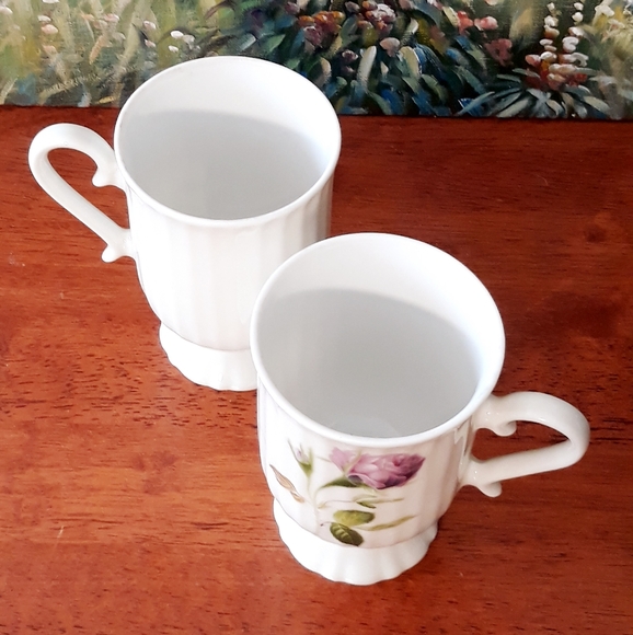 Vintage Lavender Rose Porcelain Pedastal Mugs - Picture 5 of 7